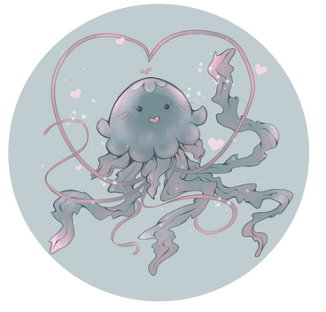 Jellyfish love (Sticker design)